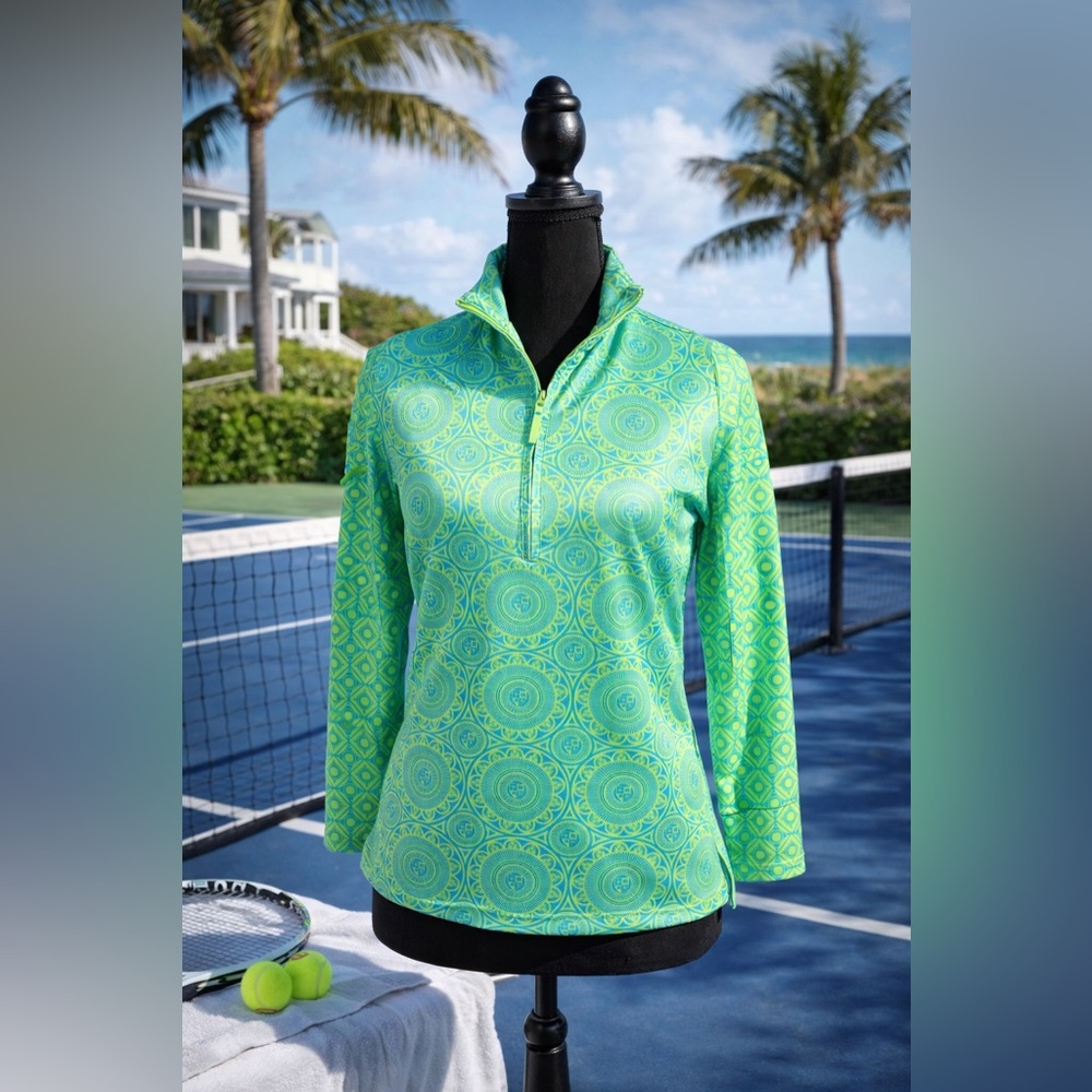 Vibrant Green Patterned Pullover - image 1